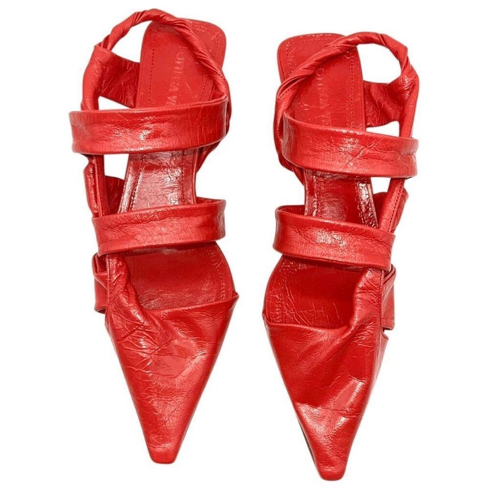 Bottega Veneta Pointy Leather Strappy Sandals Size 39 NIB RED